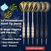 imageWINMAX Dart Board  Bristle Steel Tip Dartboard Dart Boards for Adults Bristle Steel Tip Dartboard Set with 12 Darts Metal TipTOP