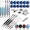 imageWINMAX Darts Plastic Tip  Soft Tip Darts Set  12 Pcs 18 Gram with 100 Extra Dart Tips 12 Flights Flight Protectors and Wrench for Electronic Dart Boardrainbowsilverblackgreen