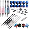 imageWINMAX Darts Plastic Tip  Soft Tip Darts Set  12 Pcs 18 Gram with 100 Extra Dart Tips 12 Flights Flight Protectors and Wrench for Electronic Dart Boardpinksilverblackrainbow