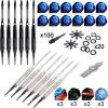 imageWINMAX Darts Plastic Tip  Soft Tip Darts Set  12 Pcs 18 Gram with 100 Extra Dart Tips 12 Flights Flight Protectors and Wrench for Electronic Dart Boardsilver and black
