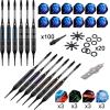 imageWINMAX Darts Plastic Tip  Soft Tip Darts Set  12 Pcs 18 Gram with 100 Extra Dart Tips 12 Flights Flight Protectors and Wrench for Electronic Dart Boardblack with colored lines