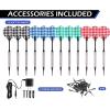 imageWINMAX Electronic Dart Board Cabinet Set LED Electric Digital Soft Tip Dart Boards for Adults with Cabinet up to 16 Players 38 Games and 211 Variations with 12 Soft Tip Dartboard SetSilver