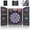 imageWINMAX Electronic Dart Board Cabinet Set LED Electric Digital Soft Tip Dart Boards for Adults with Cabinet up to 16 Players 38 Games and 211 Variations with 12 Soft Tip Dartboard SetSilver
