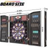 imageWINMAX Electronic Dart Board Cabinet Set LED Electric Digital Soft Tip Dart Boards for Adults with Cabinet up to 16 Players 38 Games and 211 Variations with 12 Soft Tip Dartboard SetSilver