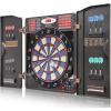 imageWINMAX Electronic Dart Board Cabinet Set LED Electric Digital Soft Tip Dart Boards for Adults with Cabinet up to 16 Players 38 Games and 211 Variations with 12 Soft Tip Dartboard SetWoodgrain