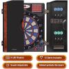 imageWINMAX Electronic Dart Board Cabinet Set LED Electric Digital Soft Tip Dart Boards for Adults with Cabinet up to 16 Players 38 Games and 211 Variations with 12 Soft Tip Dartboard SetWoodgrain