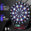 imageWINMAX Electronic Dart Board Soft Tip Dartboard Set LED Displays 3 Languages with 12 Darts 100 Tips Power AdapterBLUEWHITE WITH LIGHTS