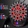 imageWINMAX Electronic Dart Board Soft Tip Dartboard Set LED Displays 3 Languages with 12 Darts 100 Tips Power AdapterREDBLACK
