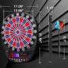 imageWINMAX Electronic Dart Board Soft Tip Dartboard Set LED Displays 3 Languages with 12 Darts 100 Tips Power AdapterREDBLUE