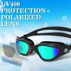 imageWINMAX Polarized Swimming Goggles Swim Pool Goggles Anti Fog Anti UV No Leakage Clear Vision for Men Women Adults TeenagersAll BlackGolden Polarized Mirrored Lens