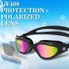 imageWINMAX Polarized Swimming Goggles Swim Pool Goggles Anti Fog Anti UV No Leakage Clear Vision for Men Women Adults TeenagersAll BlackPink Polarized Mirrored Lens
