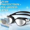 imageWINMAX Polarized Swimming Goggles Swim Pool Goggles Anti Fog Anti UV No Leakage Clear Vision for Men Women Adults TeenagersBlackwhiteSilver Polarized Mirrored Lens