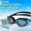 imageWINMAX Polarized Swimming Goggles Swim Pool Goggles Anti Fog Anti UV No Leakage Clear Vision for Men Women Adults TeenagersBlueblackPolarized Smoke Lens