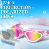 imageWINMAX Polarized Swimming Goggles Swim Pool Goggles Anti Fog Anti UV No Leakage Clear Vision for Men Women Adults TeenagersTransparent PinkwhitePolarized MirrorPink Lens