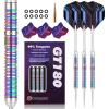 imageWINMAX Darts Metal Tip Set  90 Tungsten Steel Tip Darts Set Professional 202223242628 Grams Pro Dart Set with Extra 3 FlightsSteel Darts Purple