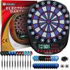 imageWINMAX Electronic Dart Board Soft Tip Dartboard Set LED Displays 3 Languages with 12 Darts 100 Tips Power AdapterBLUEWHITE WITH LIGHTS