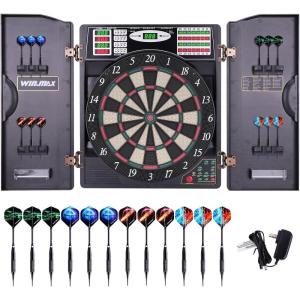 imageElectronic Dart Board LED Electric Digital Dart Boards for Adults with Cabinet with 12 Soft Tip Dartboard SetNew Design Dartboard
