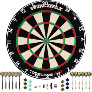 imageWINMAX Dart Board  Bristle Steel Tip Dartboard Dart Boards for Adults Bristle Steel Tip Dartboard Set with 12 Darts Metal TipTOP