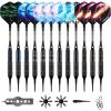 imageWINMAX Darts Plastic Tip  Soft Tip Darts Set  12 Pcs 18 Gram with 100 Extra Dart Tips 12 Flights Flight Protectors and Wrench for Electronic Dart Boardblack with colored lines