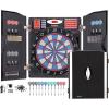 imageWINMAX Electronic Dart Board Cabinet Set LED Electric Digital Soft Tip Dart Boards for Adults with Cabinet up to 16 Players 38 Games and 211 Variations with 12 Soft Tip Dartboard SetSilver
