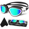 imageWINMAX Polarized Swimming Goggles Swim Pool Goggles Anti Fog Anti UV No Leakage Clear Vision for Men Women Adults TeenagersBlackwhiteGolden Polarized Mirrored Lens
