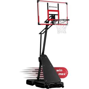 imageWINMAX Basketball Hoop Outdoor with Shatterproof Backboard and Larger Base Portable Basketball Hoop Goal System YouthAdults in BackyardDrivewayPoolside44 Backboard Red