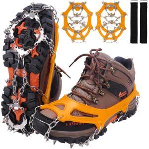 imageWINMAX Crampons for Shoes Traction Cleats Ice Snow Grips with 19 Stainless Steel Spikes Shoe Talons Anti  Slip Boots Spikes for Walking Jogging Climbing and HikingYellow