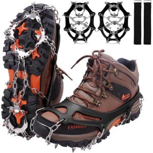 imageWINMAX Crampons for Shoes Traction Cleats Ice Snow Grips with 19 Stainless Steel Spikes Shoe Talons Anti  Slip Boots Spikes for Walking Jogging Climbing and HikingBlack