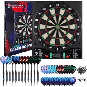 imageWINMAX Electronic Dart Board LED Display Automatic Scoring Dartboard Sets for Adults with 12 Darts 100 Soft Tips Dart Board Electronic Scoreboard Power Adapter Outdoor up to 8 Playerselectronic dartboard