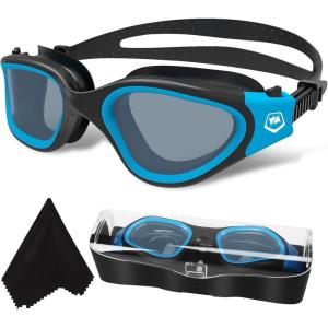 imageWINMAX Polarized Swimming Goggles Swim Pool Goggles Anti Fog Anti UV No Leakage Clear Vision for Men Women Adults TeenagersBlueblackPolarized Smoke Lens