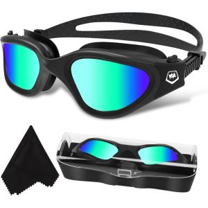 imageWINMAX Polarized Swimming Goggles Swim Pool Goggles Anti Fog Anti UV No Leakage Clear Vision for Men Women Adults TeenagersPcall BlackNonpolarized Mirrored Golden Lens
