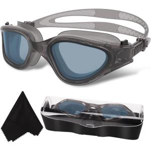 imageWINMAX Polarized Swimming Goggles Swim Pool Goggles Anti Fog Anti UV No Leakage Clear Vision for Men Women Adults TeenagersTransparent BlackNonpolarizedSmoke Lens