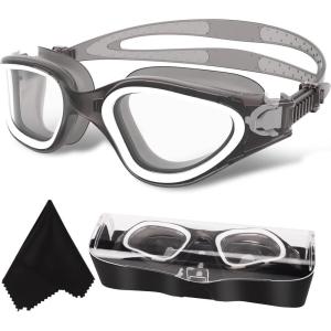 imageWINMAX Polarized Swimming Goggles Swim Pool Goggles Anti Fog Anti UV No Leakage Clear Vision for Men Women Adults TeenagersTransparent BlackwhiteNonpolarizedClear Lens